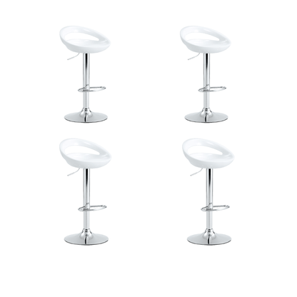 Set de 4 Sillas Bar Turón, Blanco, Base Metal Cromado