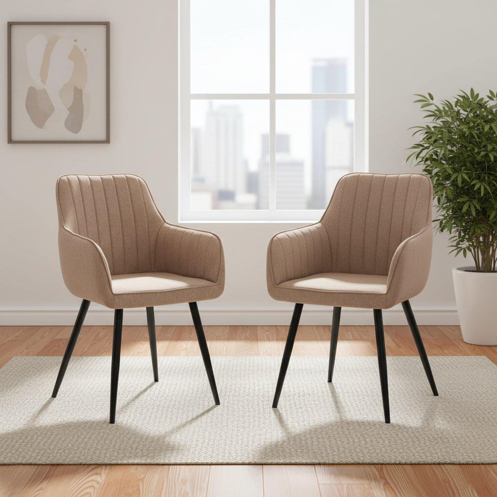 Set de 2 Sillas Neo, Color Marrón Oscuro, con Espaldar y Diseño Moderno