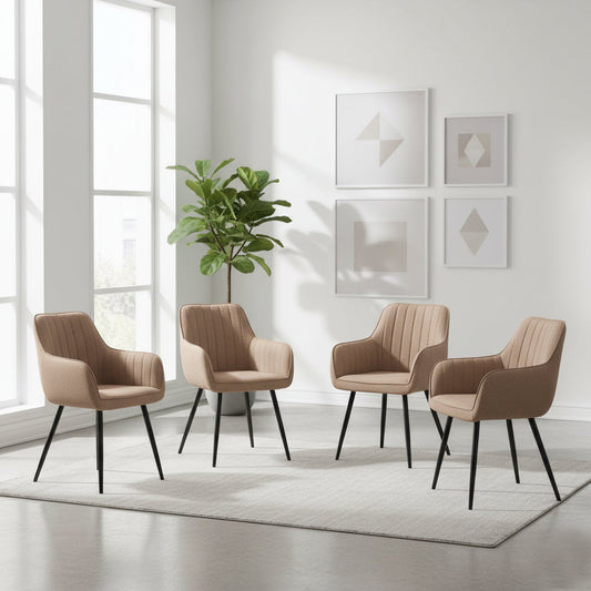Set de 4 Sillas Neo, Color Marrón Oscuro, con Espaldar y Diseño Moderno