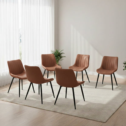 Set de 6 Sillas Nova, Color Marrón, con Espaldar y Diseño Moderno