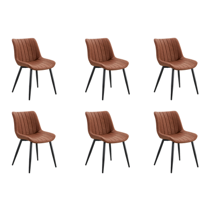 Set de 6 Sillas Nova, Color Marrón, con Espaldar y Diseño Moderno