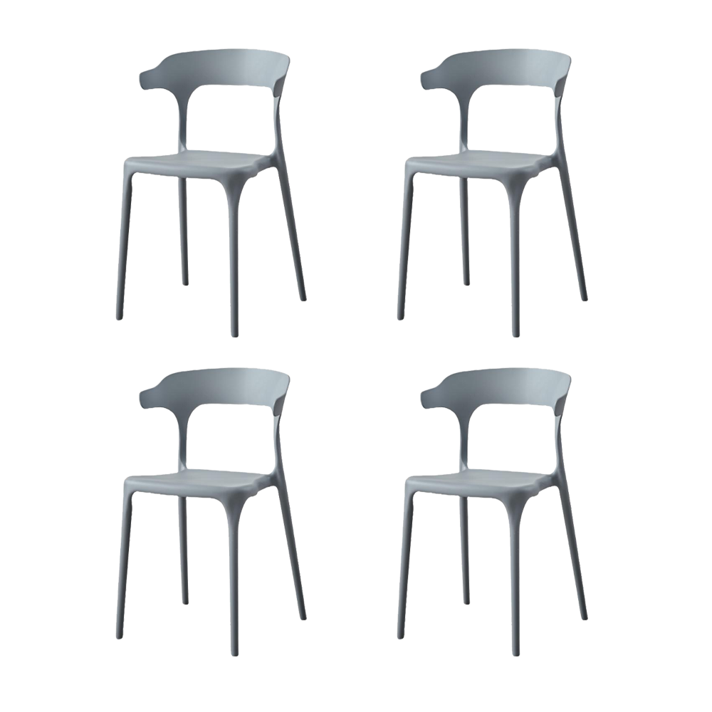 Set de 4 Sillas Elena, Color Gris Oscuro, con Espaldar y Diseño Moderno