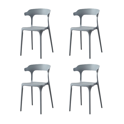 Set de 4 Sillas Elena, Color Gris Oscuro, con Espaldar y Diseño Moderno