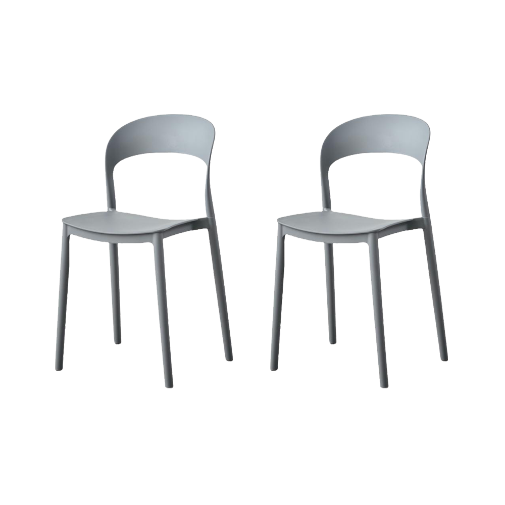Set de 2 Sillas Patrick, Color Gris Oscuro, con Espaldar y Diseño Moderno