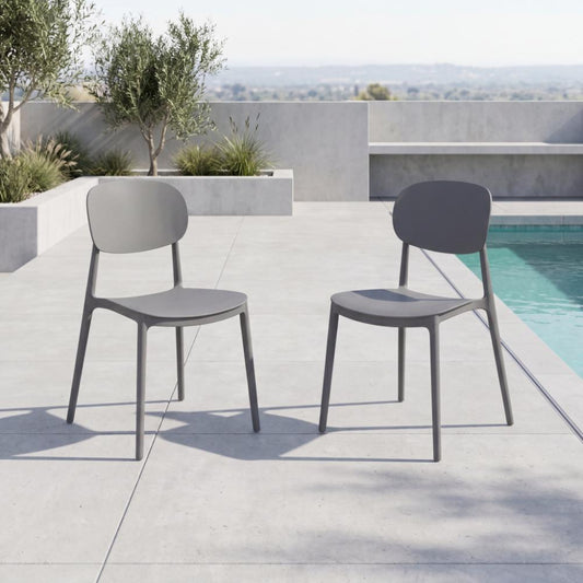 Set de 2 Sillas Milán, Color Gris Oscuro, con Espaldar y Diseño Moderno