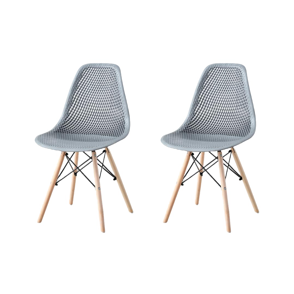 Set de 2 Sillas Aira, Color Gris Oscuro, con Espaldar y Patas en Madera