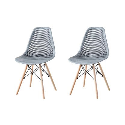 Set de 2 Sillas Aira, Color Gris Oscuro, con Espaldar y Patas en Madera