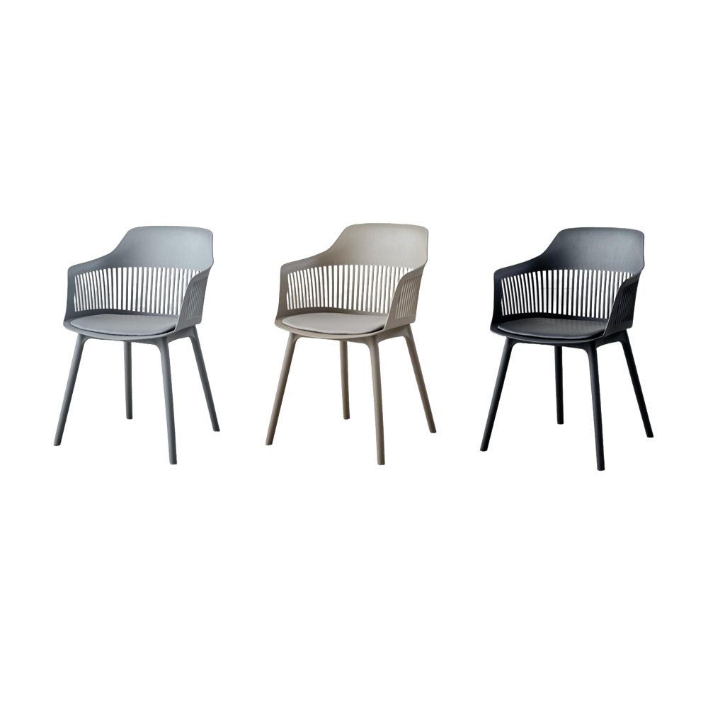 Set de 3 Sillas Majestic, Color Gris - Taupe y Negro, con Espaldar
