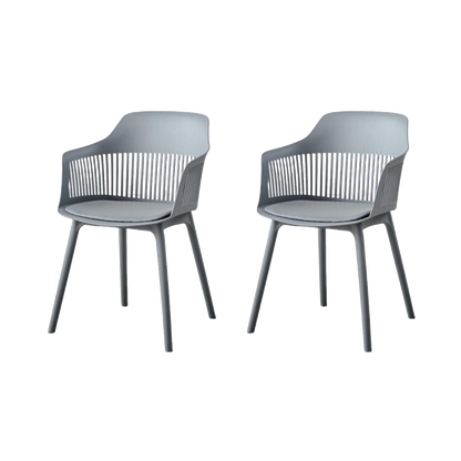 Set de 2 Sillas con Cojín Max, Color Gris Oscuro, con Espaldar en Rejilla