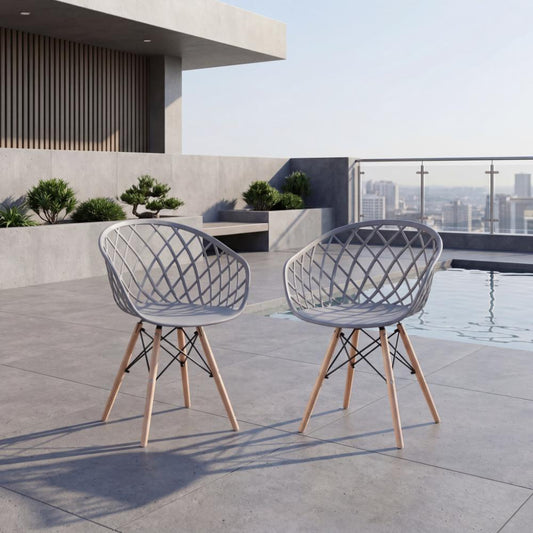 Set de 2 Sillas Oasis con Brazos, Color Gris, con Espaldar