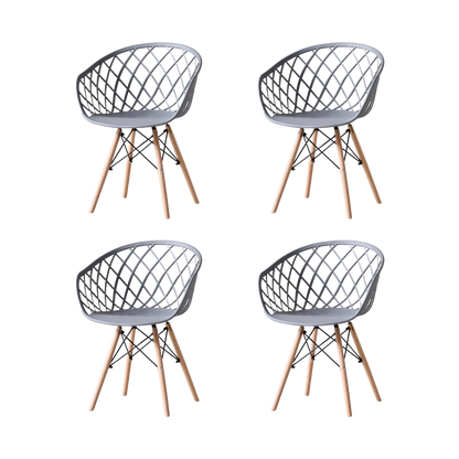 Set de 4 Sillas Oasis con Brazos, Color Gris, con Espaldar