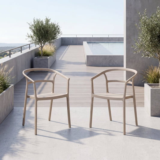 Set de 2 Sillas Porto, Taupe, con Espaldar Minimalista y Diseño Moderno