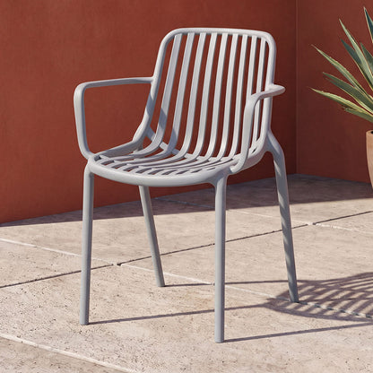 Silla Parma, Gris, con Espaldar en Rayas y Diseño Minimalista