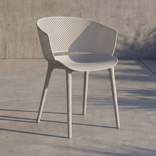 Silla con Brazos Madrigal, Color Gris, con Espaldar Liso, Redondo y Diseño Minimalista