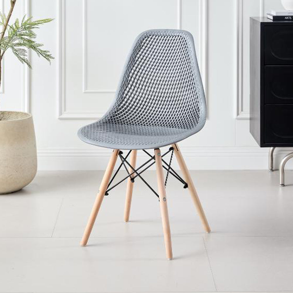 Silla Aira, Color Gris Oscuro, con Espaldar y Patas en Madera