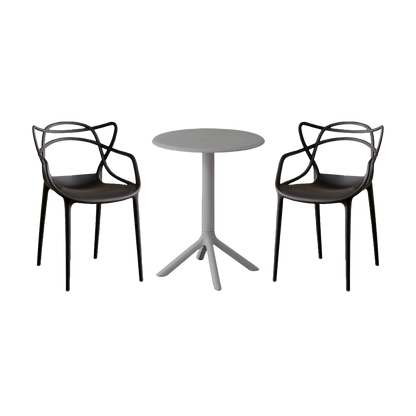 Juego de Comedor Luxe · Mesa Redonda + 2 Sillas · Negro