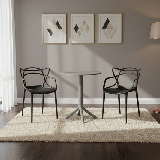 Juego de Comedor Luxe · Mesa Redonda + 2 Sillas · Negro