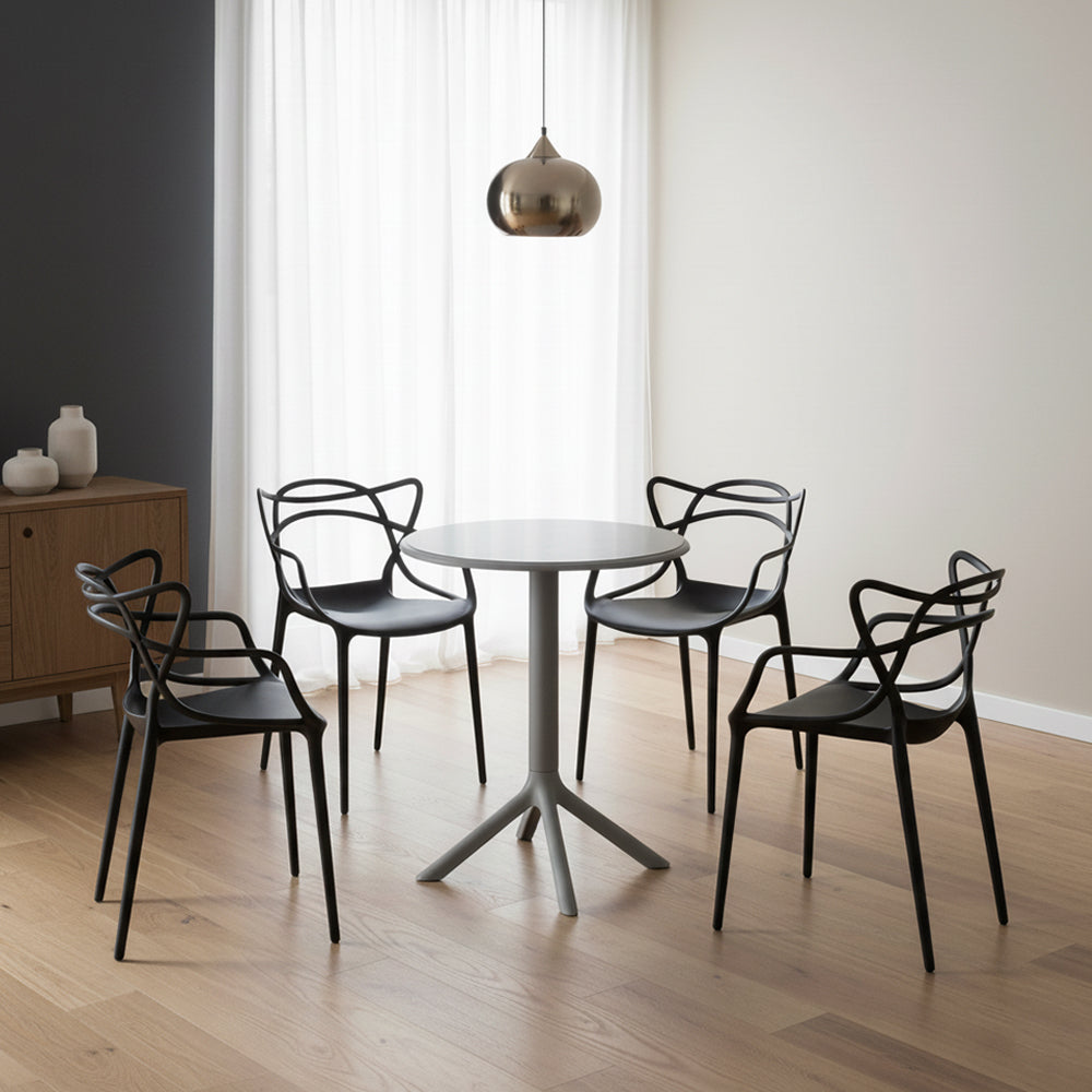 Juego de Comedor Nova · Mesa Redonda + 4 Sillas · Negro
