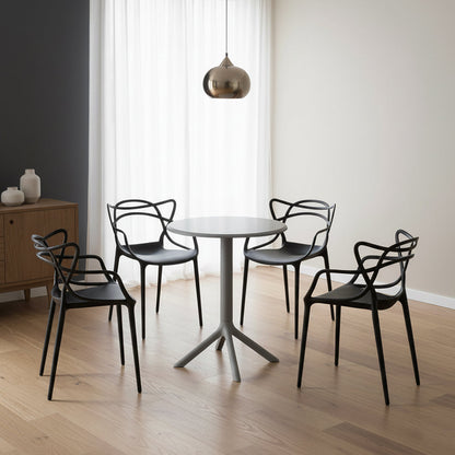 Juego de Comedor Nova · Mesa Redonda + 4 Sillas · Negro