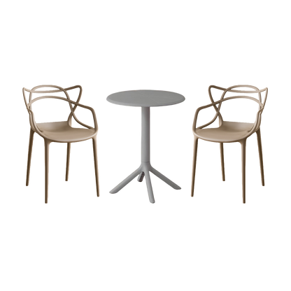 Juego de Comedor Haven · Mesa Redonda + 2 Sillas · Taupe