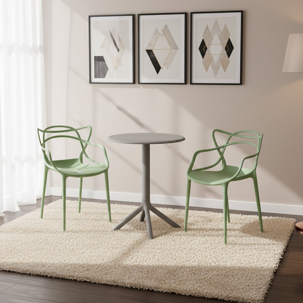 Juego de Comedor Vivo · Mesa Redonda + 2 Sillas · Verde