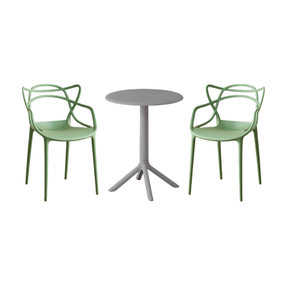 Juego de Comedor Vivo · Mesa Redonda + 2 Sillas · Verde