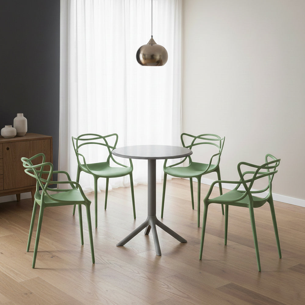 Juego de Comedor Oak · Mesa Redonda + 4 Sillas · Verde