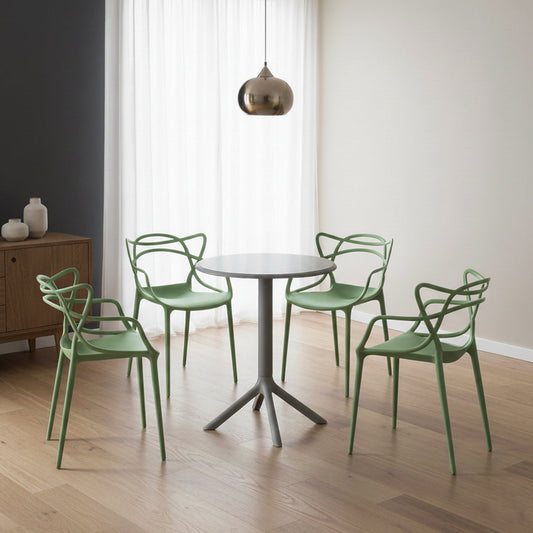 Juego de Comedor Oak · Mesa Redonda + 4 Sillas · Verde