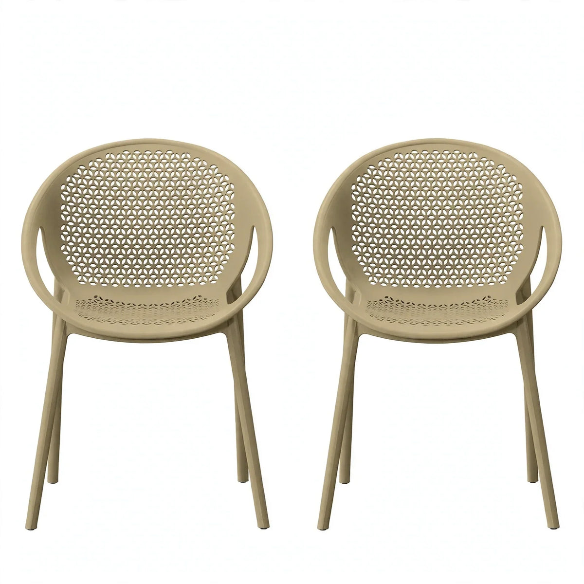 Set de 2 Sillas Selva con Brazos, Color Khaki, con Espaldar