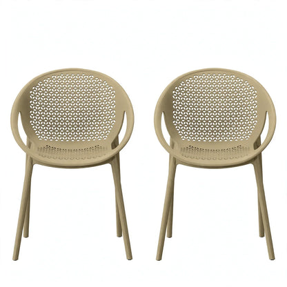 Set de 2 Sillas Selva con Brazos, Color Khaki, con Espaldar