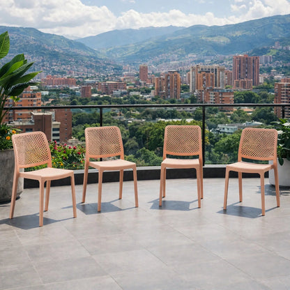 Set de 4 Sillas Manhattan, Mandarina, con Espaldar en Rejilla y Diseño Minimalista