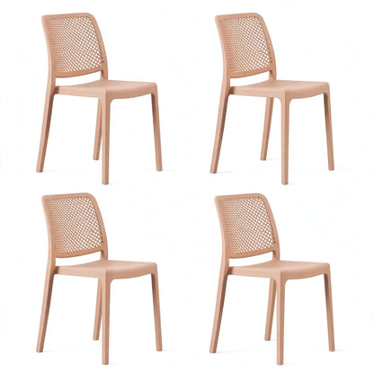 Set de 4 Sillas Manhattan, Mandarina, con Espaldar en Rejilla y Diseño Minimalista