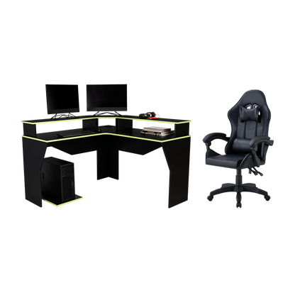 Combo Gamer Vitorino · Escritorio + Silla · Verde y Negro