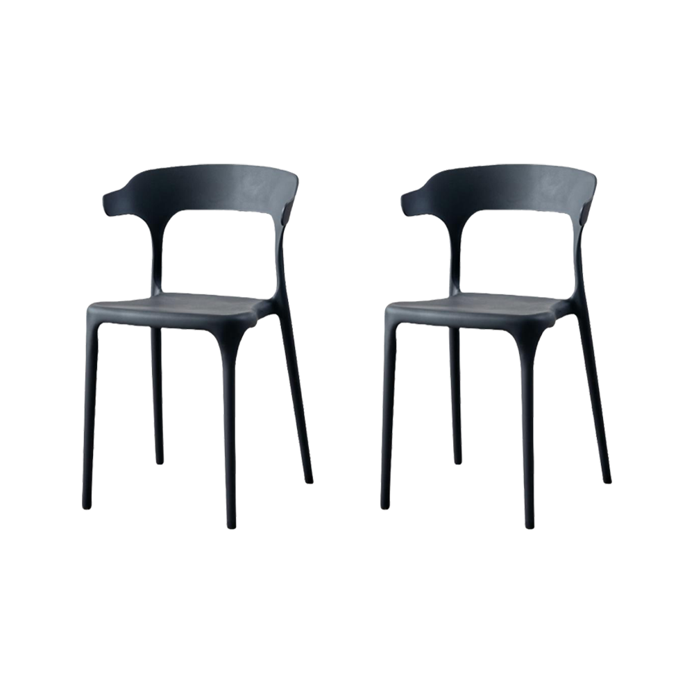 Set de 2 Sillas Elena, Color Negro, con Espaldar y Diseño Moderno
