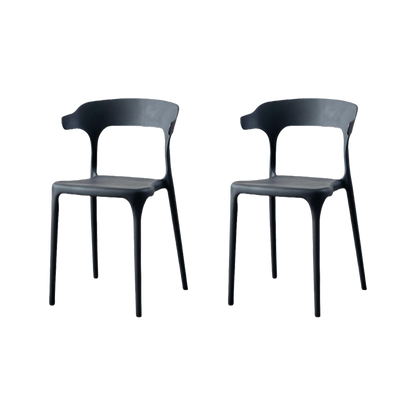Set de 2 Sillas Elena, Color Negro, con Espaldar y Diseño Moderno