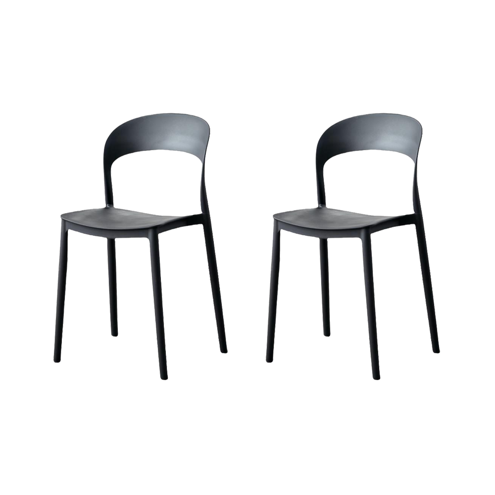 Set de 2 Sillas Patrick, Color Negro, con Espaldar y Diseño Moderno