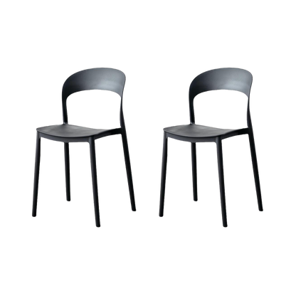 Set de 2 Sillas Patrick, Color Negro, con Espaldar y Diseño Moderno