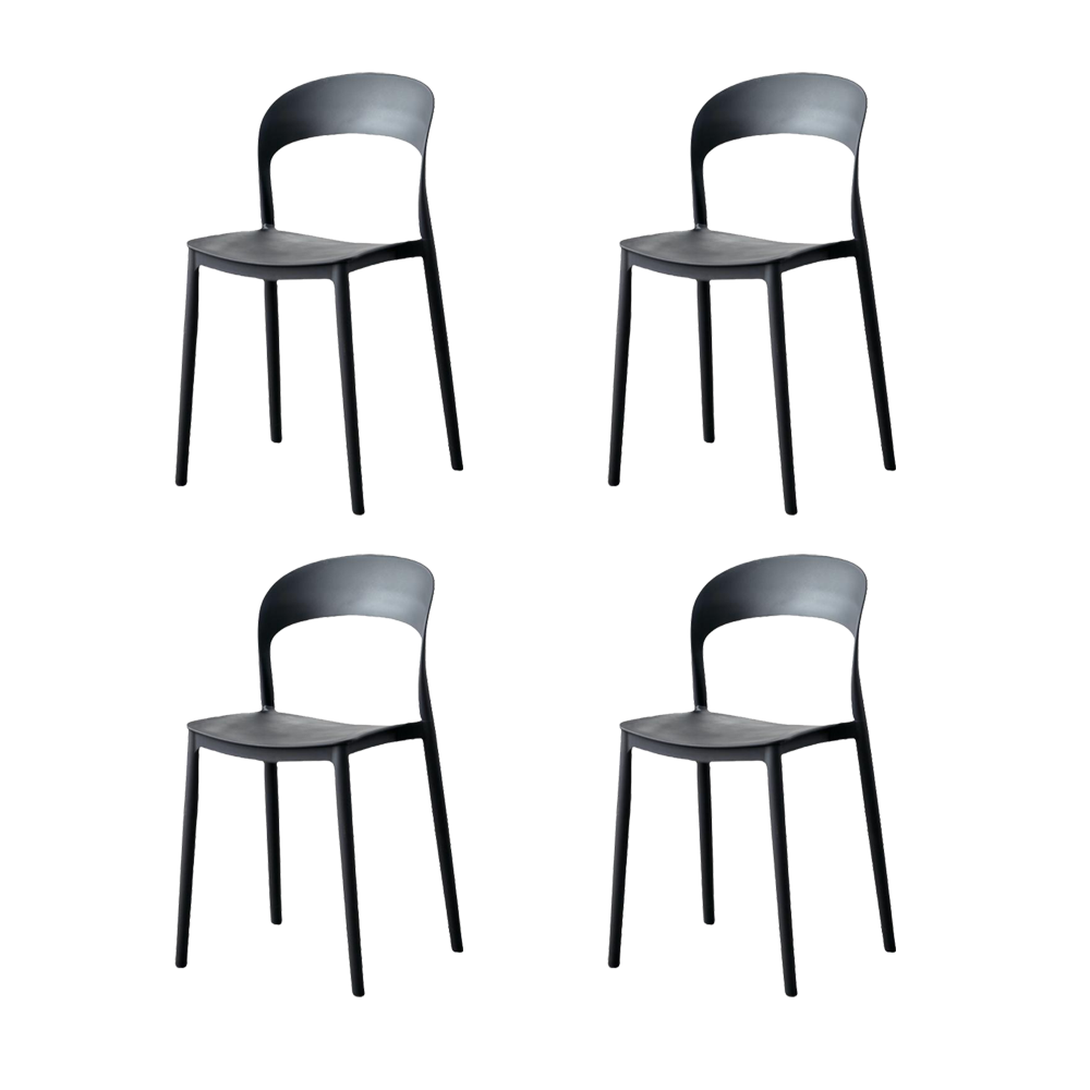 Set de 4 Sillas Patrick, Color Negro, con Espaldar y Diseño Moderno