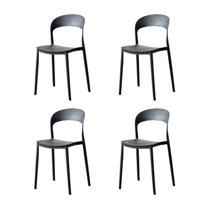 Set de 4 Sillas Patrick, Color Negro, con Espaldar y Diseño Moderno
