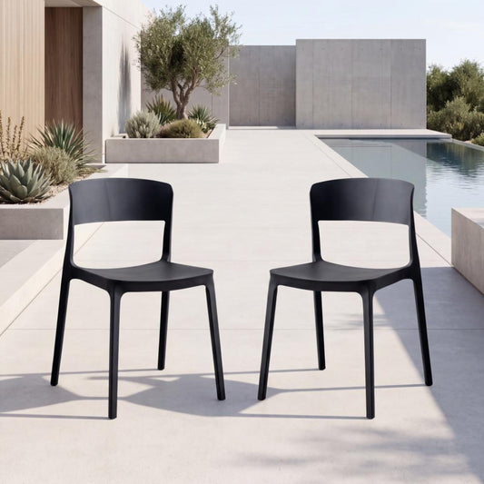 Set de 2 Sillas Mónaco, Color Negro, con Espaldar y Diseño Moderno