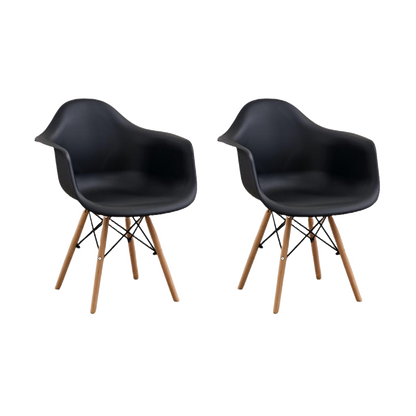 Set de 2 Sillas Eymos, Color Negro, con Espaldar y Patas en Madera