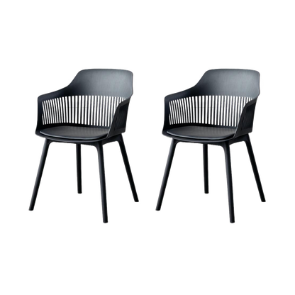 Set de 2 Sillas con Cojín Max, Color Negro, con Espaldar en Rejilla