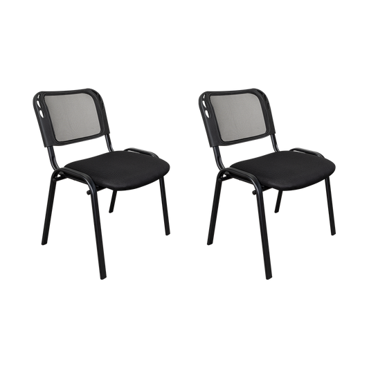 Set de 2 Sillas Interlocutora, Negro, con Espaldar y Diseño Sencillo