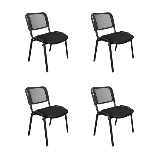 Set de 4 Sillas Interlocutora, Negro, con Espaldar y Diseño Sencillo