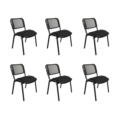 Set de 6 Sillas Interlocutora, Negro, con Espaldar y Diseño Sencillo