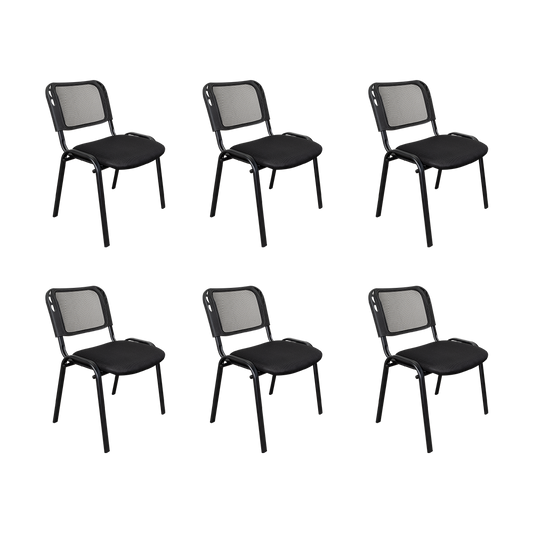 Set de 6 Sillas Interlocutora, Negro, con Espaldar y Diseño Sencillo