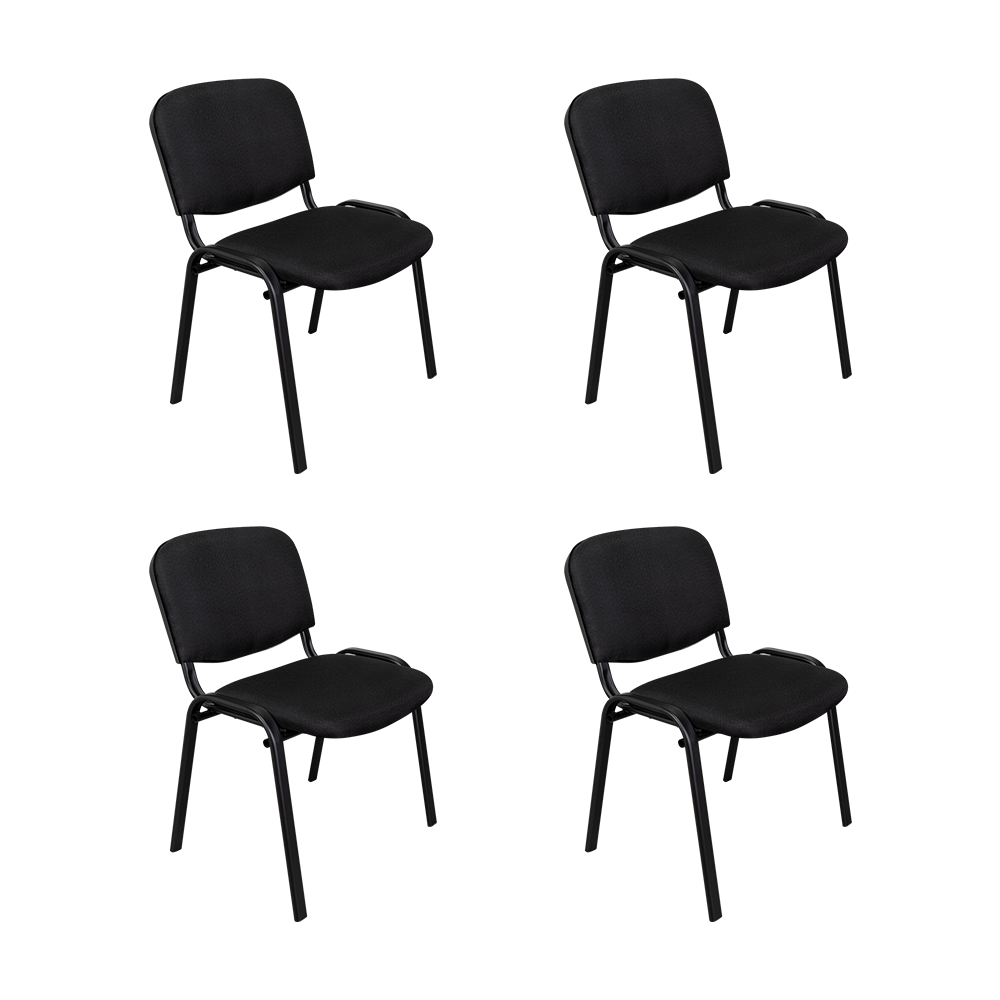 Set de 4 Sillas Interlocutora, Negro, con Espaldar y Diseño Sencillo