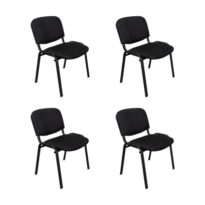 Set de 4 Sillas Interlocutora, Negro, con Espaldar y Diseño Sencillo