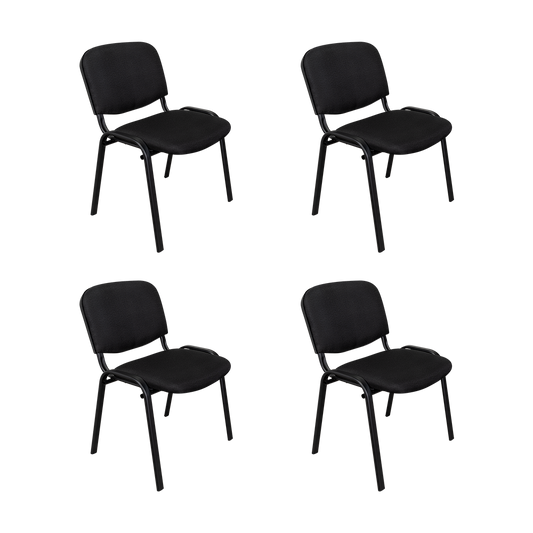Set de 4 Sillas Interlocutora, Negro, con Espaldar y Diseño Sencillo