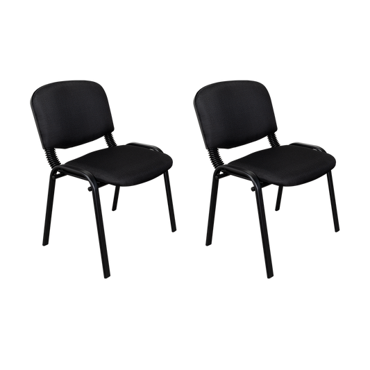 Set de 2 Sillas Interlocutora, Negro, con Espaldar y Diseño Sencillo sin Brazo